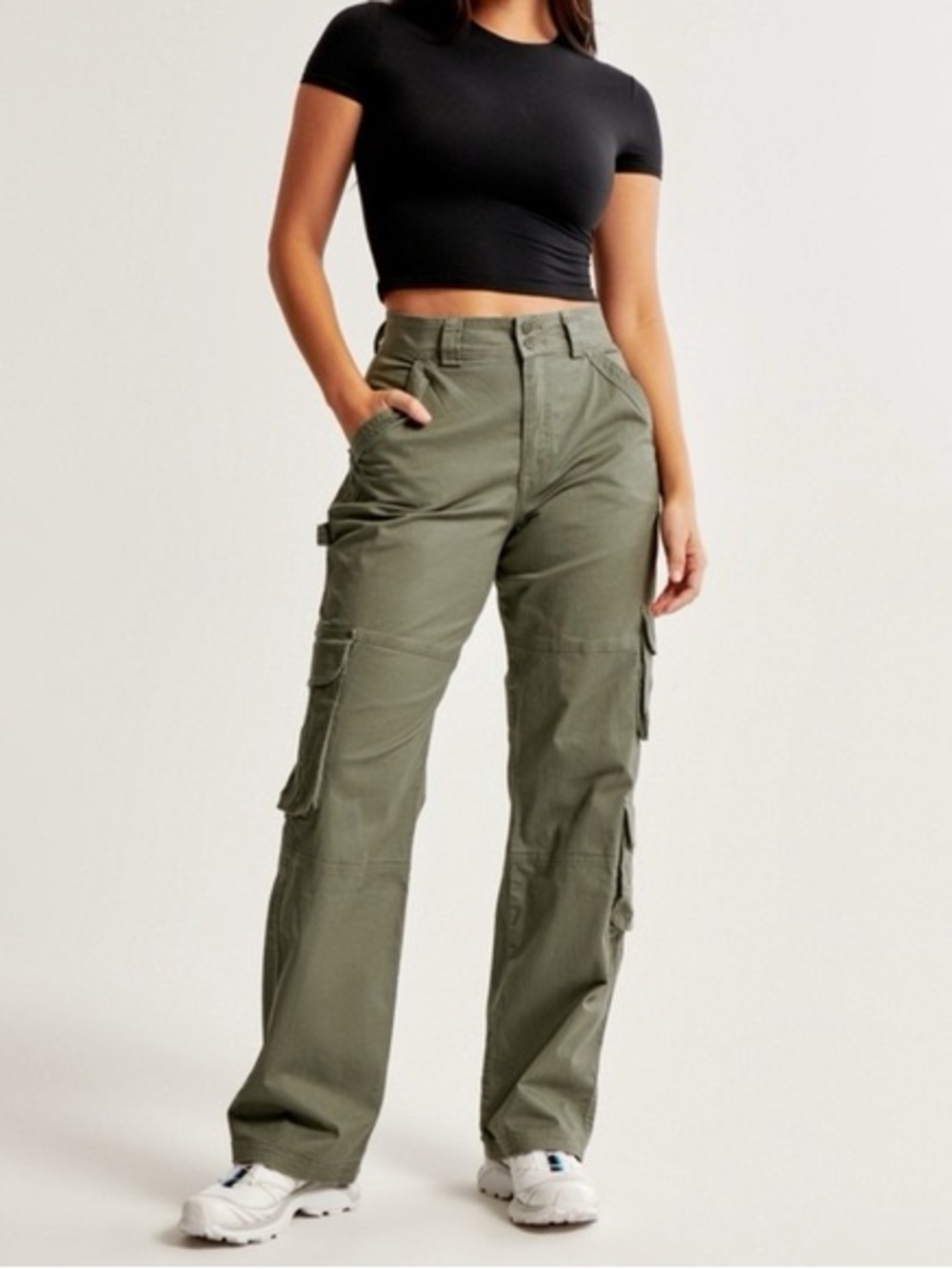 Abercrombie & Fitch Olive Wide-Leg Cargo Pants - Green NWT size 24